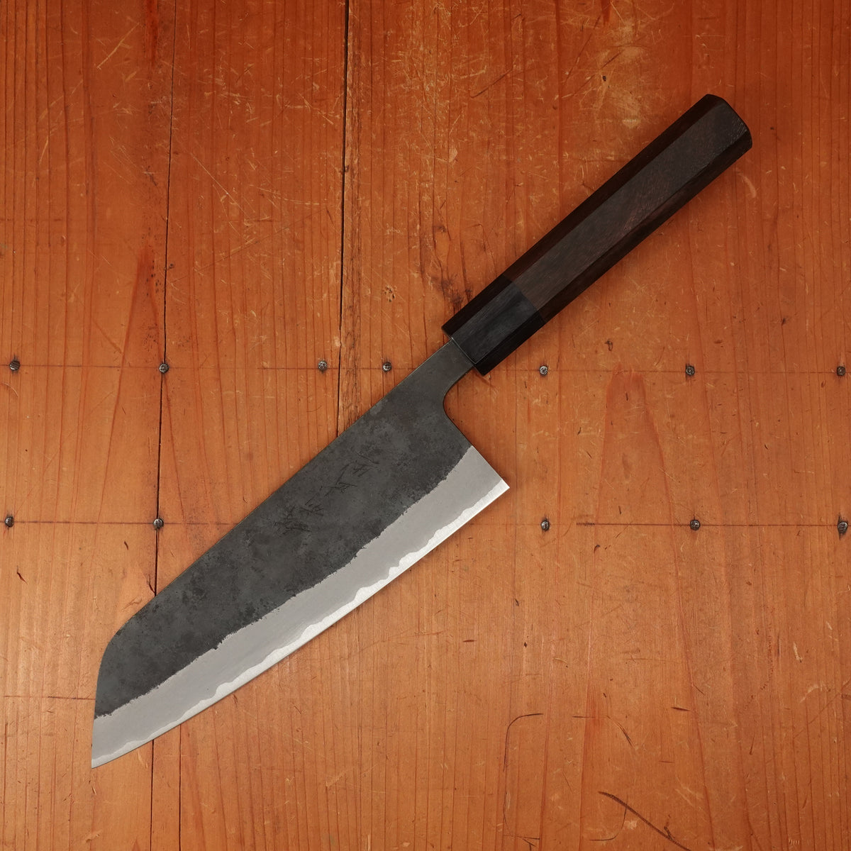 Shiro Kamo 180mm Santoku Stainless Clad Aogami Super Oct Red Ebony