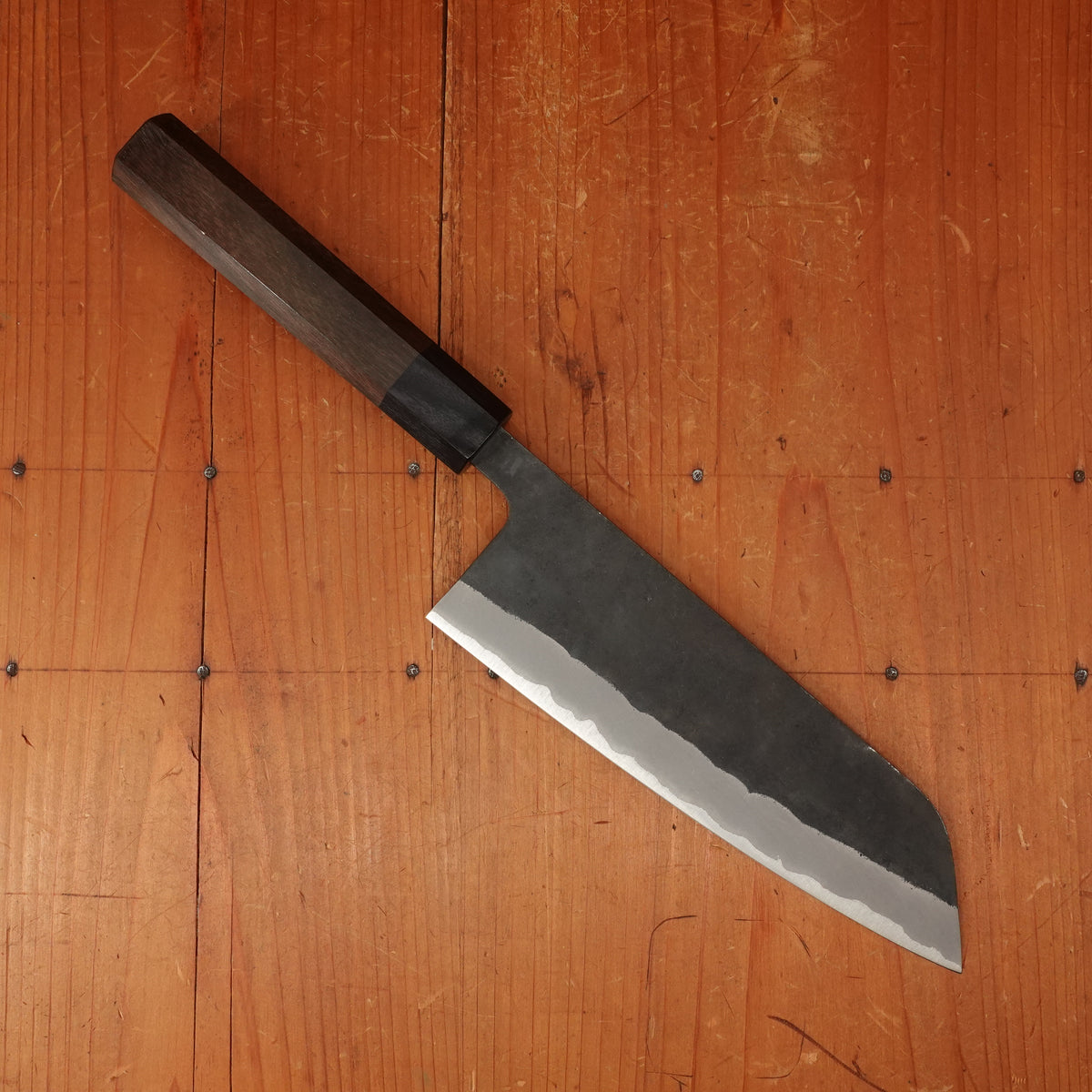 Shiro Kamo 180mm Santoku Stainless Clad Aogami Super Oct Red Ebony