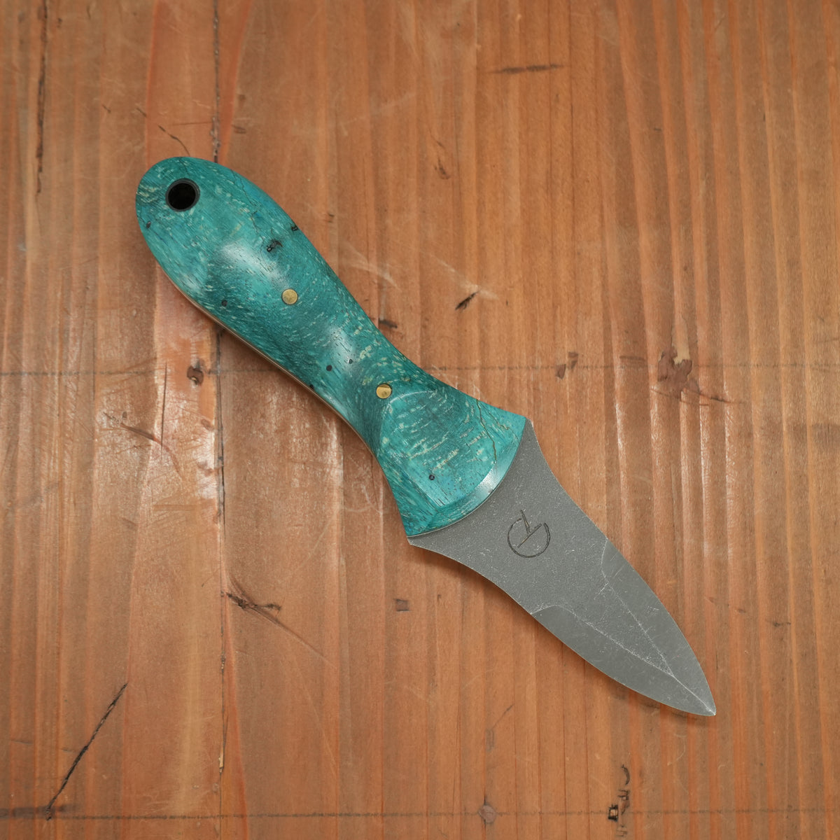 Alma Knife Co. Carolina Shucker N690 - Teal-dyed Spalted Tamarind