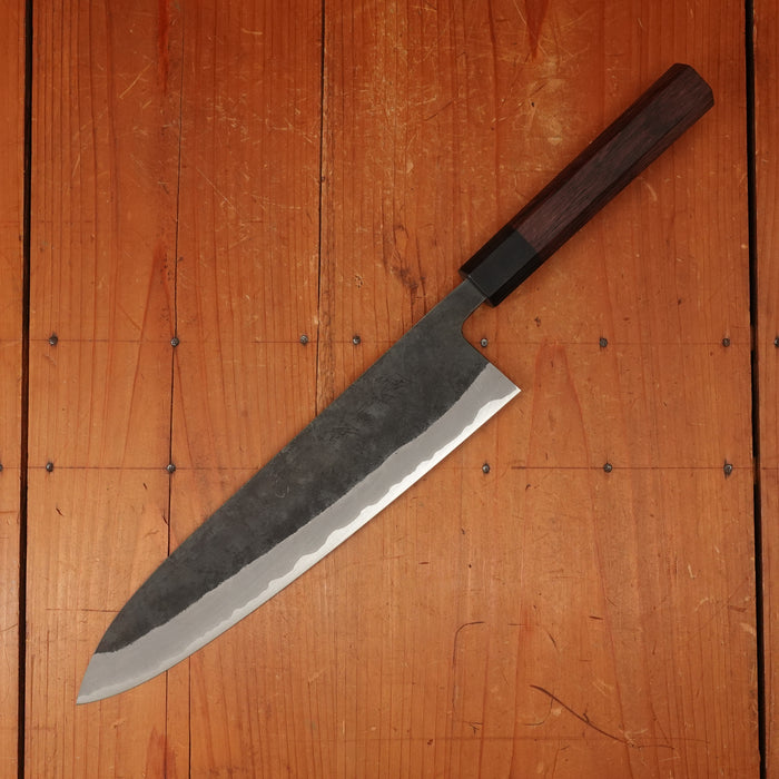 Shiro Kamo 240mm Gyuto Stainless Clad Aogami Super Oct Red Ebony