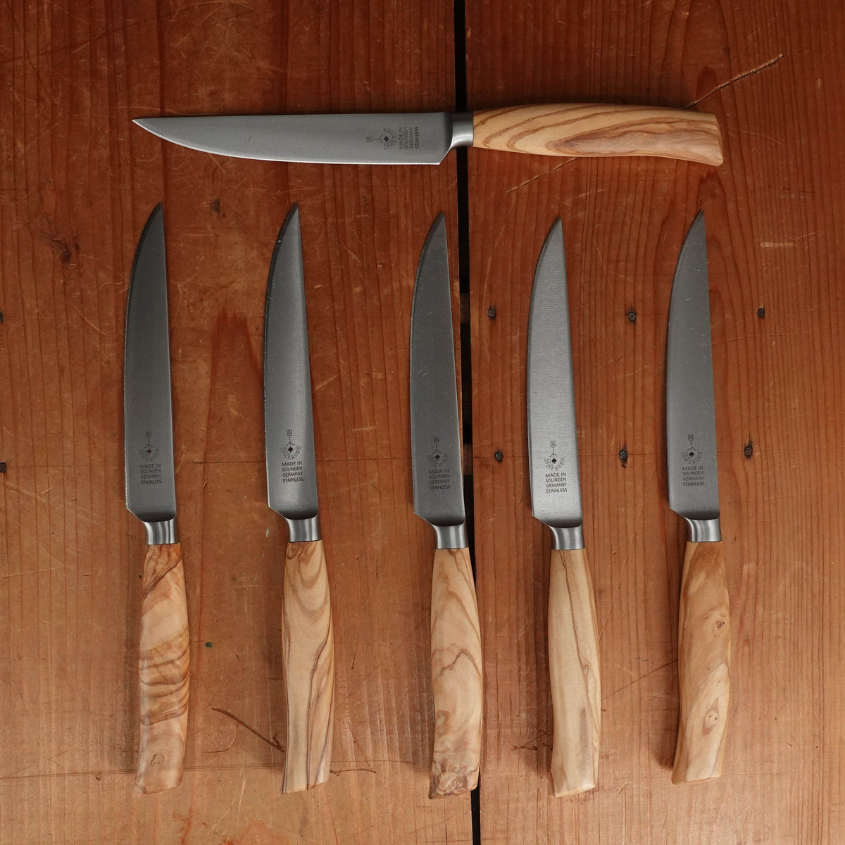 Friedr Herder Madera Forged Stainless Olive 1/2 Bolster Steak Knife Set - 6 Pieces