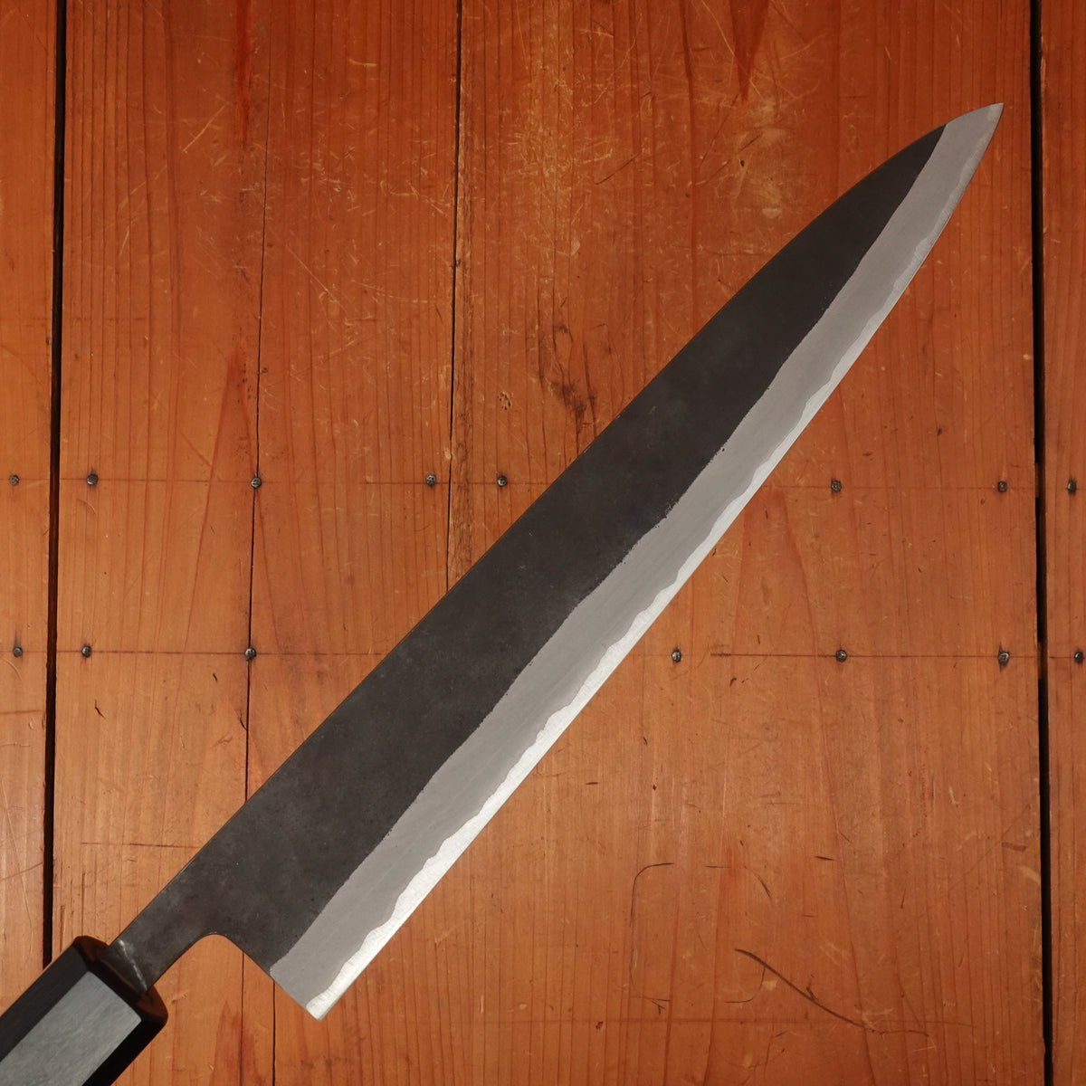 Shiro Kamo 240mm Sujihiki Stainless Clad Aogami Super Oct Red Ebony