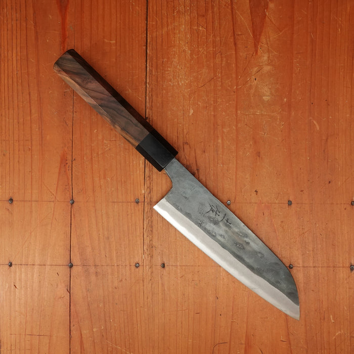 Tosa 165mm Santoku Kurouchi Stainless Clad Aogami 1 Octagonal Red Sandalwood & Pakka