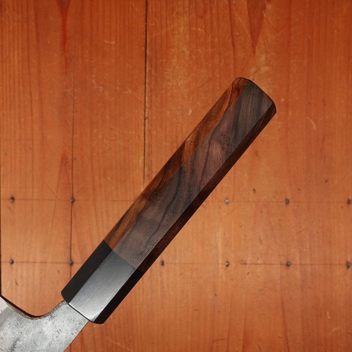 Tosa 165mm Santoku Kurouchi Stainless Clad Aogami 1 Octagonal Red Sandalwood & Pakka