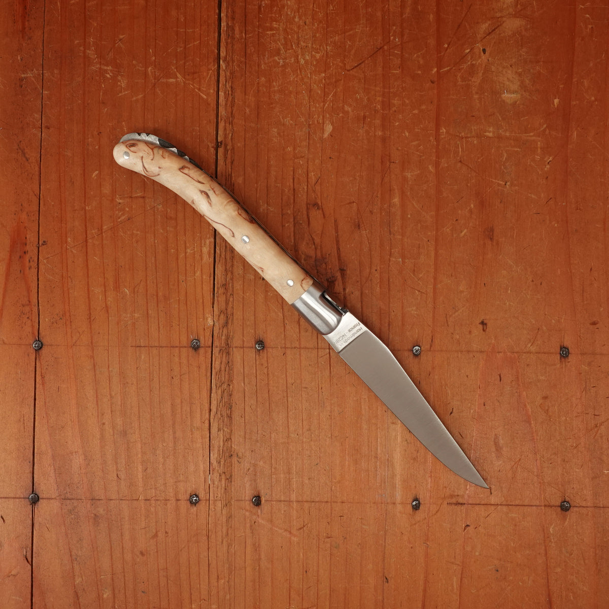 Fontenille Pataud Laguiole Le Pocket 10cm Pocket Knife Stainless Lockback Curly Birch