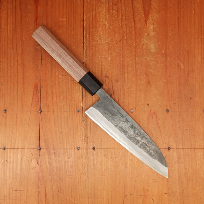 Hitohira Harima 165mm Santoku Stainless Clad Kurouchi Forged Aogami 2 Walnut Handle