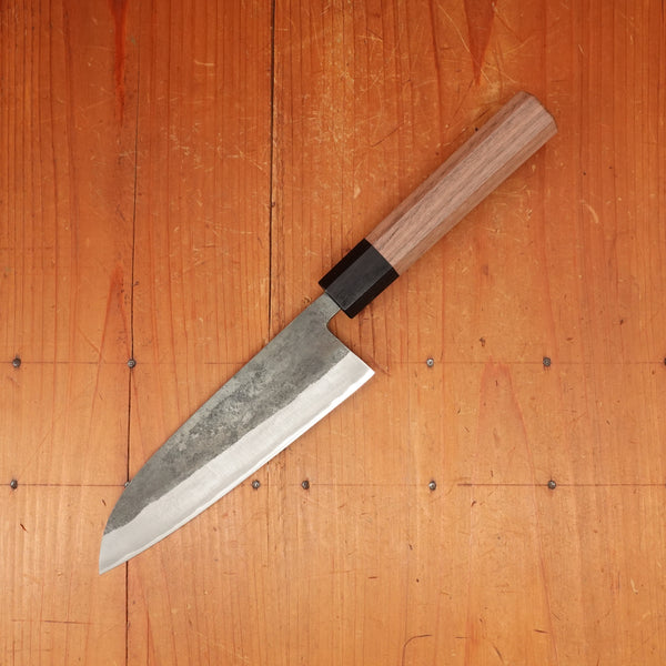 Hitohira Harima 165mm Santoku Stainless Clad Kurouchi Forged Aogami 2 Walnut Handle
