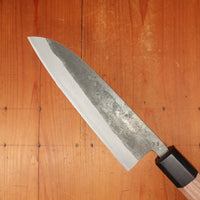 Hitohira Harima 165mm Santoku Stainless Clad Kurouchi Forged Aogami 2 Walnut Handle