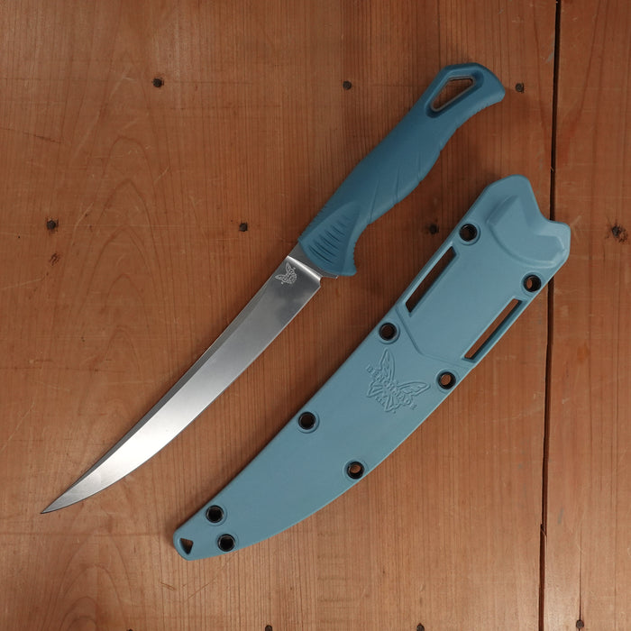 Benchmade 18010 Fishcrafter 7” Trailing Point CPM-Magnacut Fixed Blade Depth Blue Santoprene with Sheath