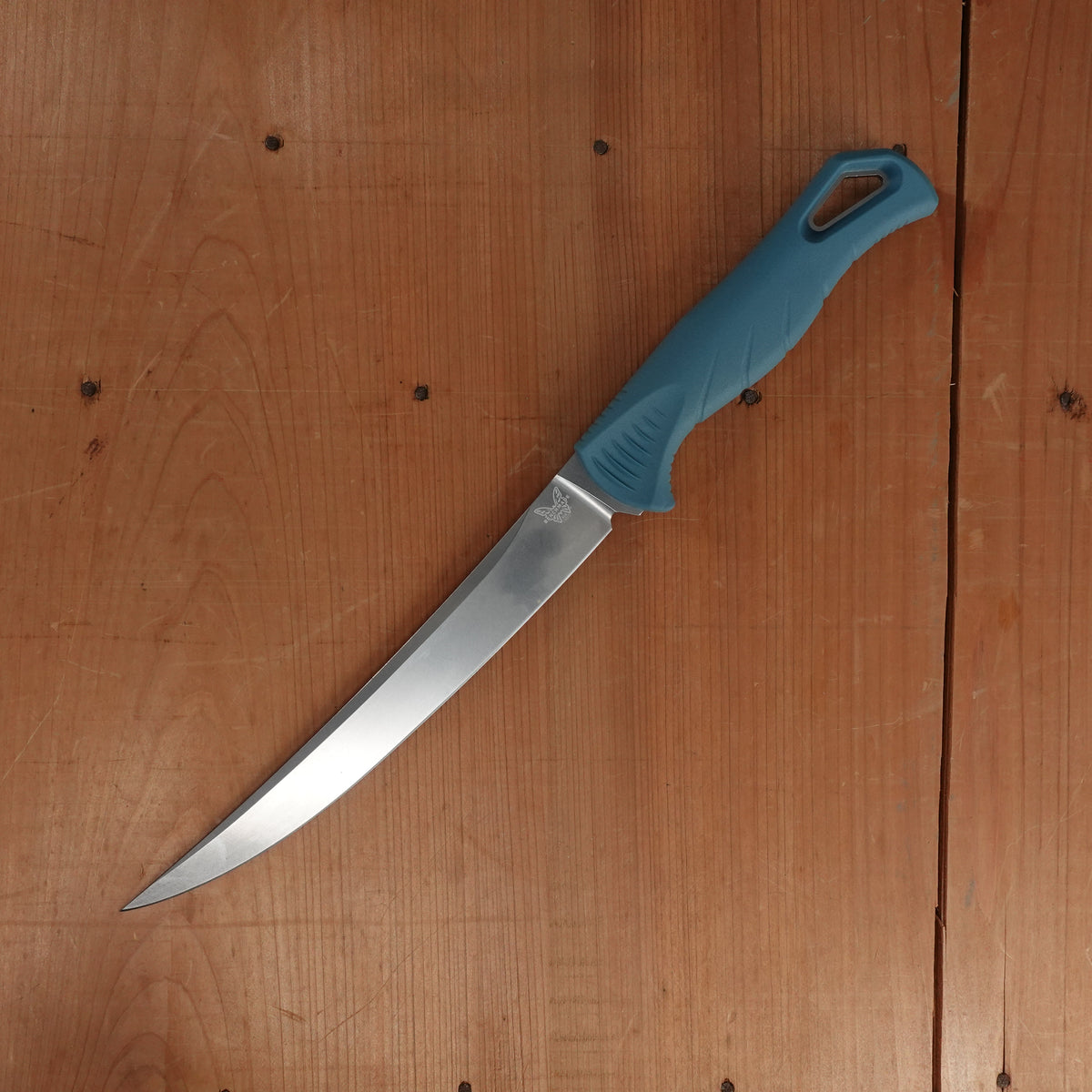 Benchmade 18010 Fishcrafter 7” Trailing Point CPM-Magnacut Fixed Blade Depth Blue Santoprene with Sheath