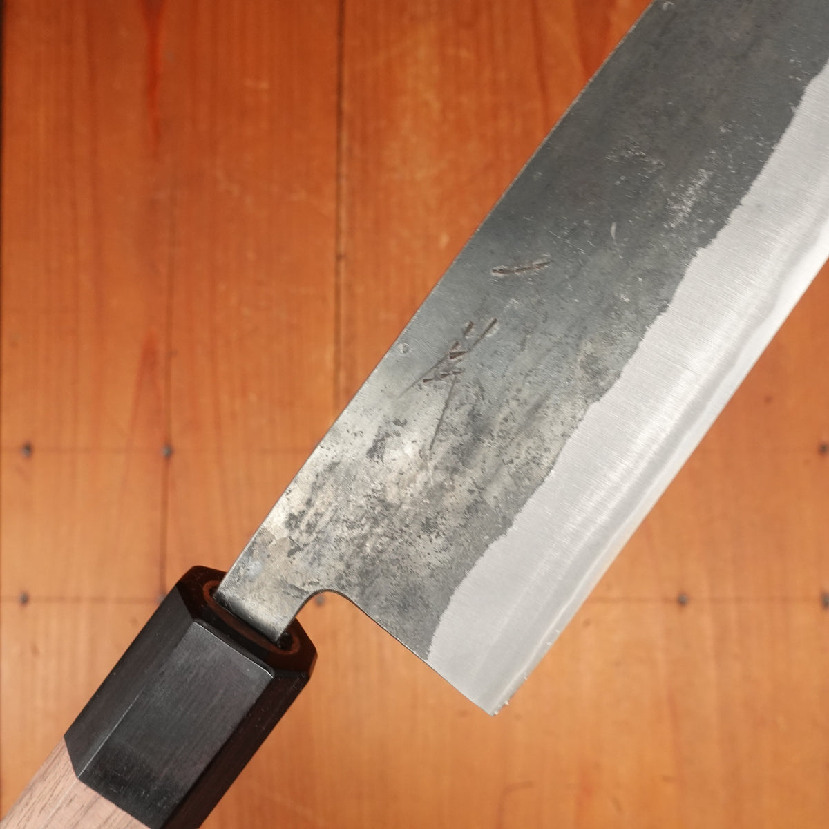 Hitohira Harima 165mm Santoku Stainless Clad Kurouchi Forged Aogami 2 Walnut Handle