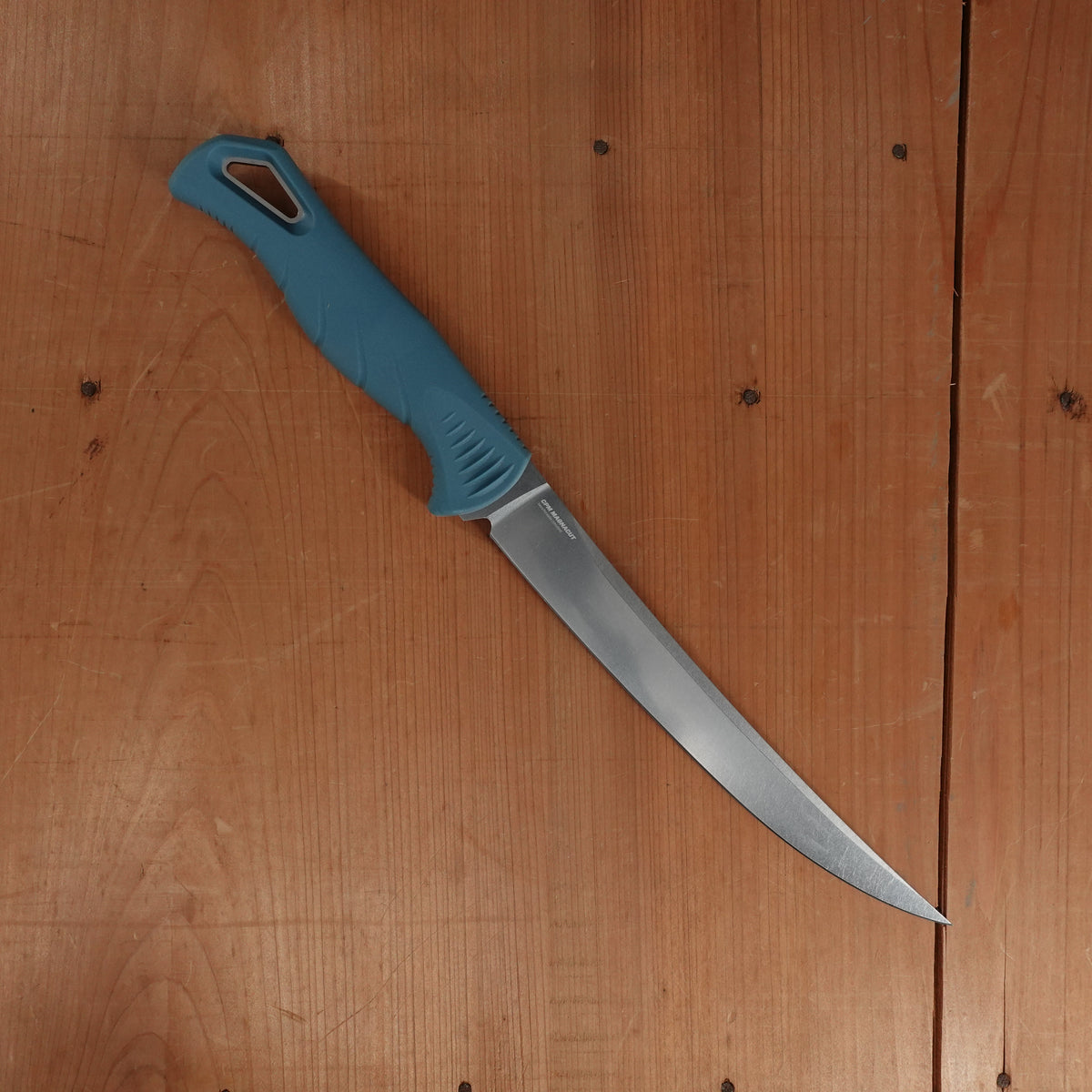 Benchmade 18010 Fishcrafter 7” Trailing Point CPM-Magnacut Fixed Blade Depth Blue Santoprene with Sheath