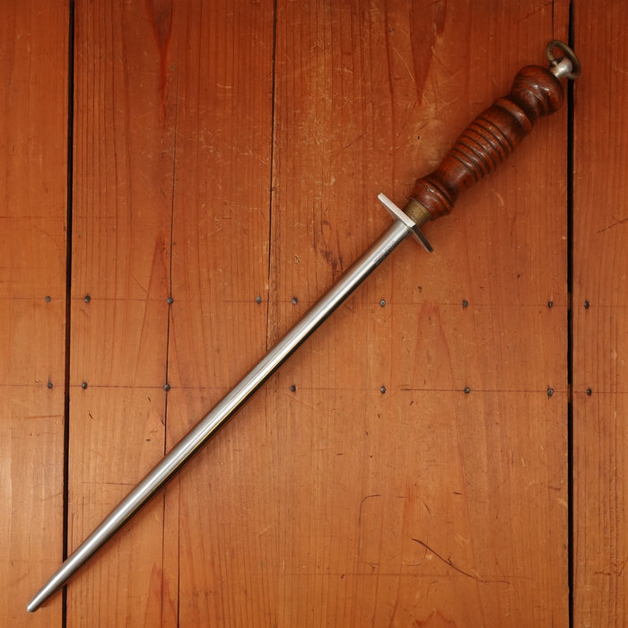 Ludwig Schiff 14" Slick Honing Rod Hard Chromed Carbon Steel Turned Wood Handle Solingen 1960s