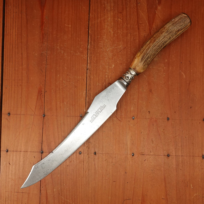John Primble India Steel Works 8" Carving Knife Carbon Steel Nickel & Stag Sheffield 1890s-1920