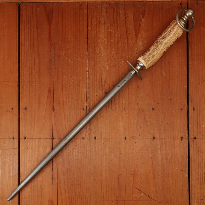 F Dick 14" H Sharpening Steel Stag Handle Germany Great Condition 1950s-70s