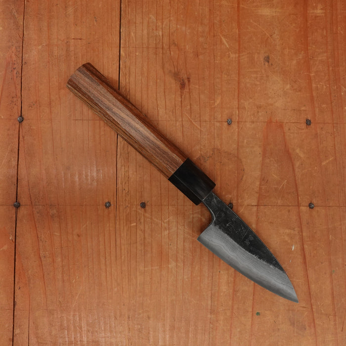 Kumokage 80mm Petty Aogami 2 Kurouchi Damascus Teak Handle