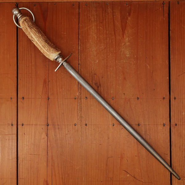 F Dick 14" H Sharpening Steel Stag Handle Germany Great Condition 1950s-70s