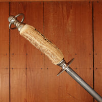 F Dick 14" H Sharpening Steel Stag Handle Germany Great Condition 1950s-70s