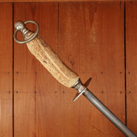 F Dick 14" H Sharpening Steel Stag Handle Germany Great Condition 1950s-70s