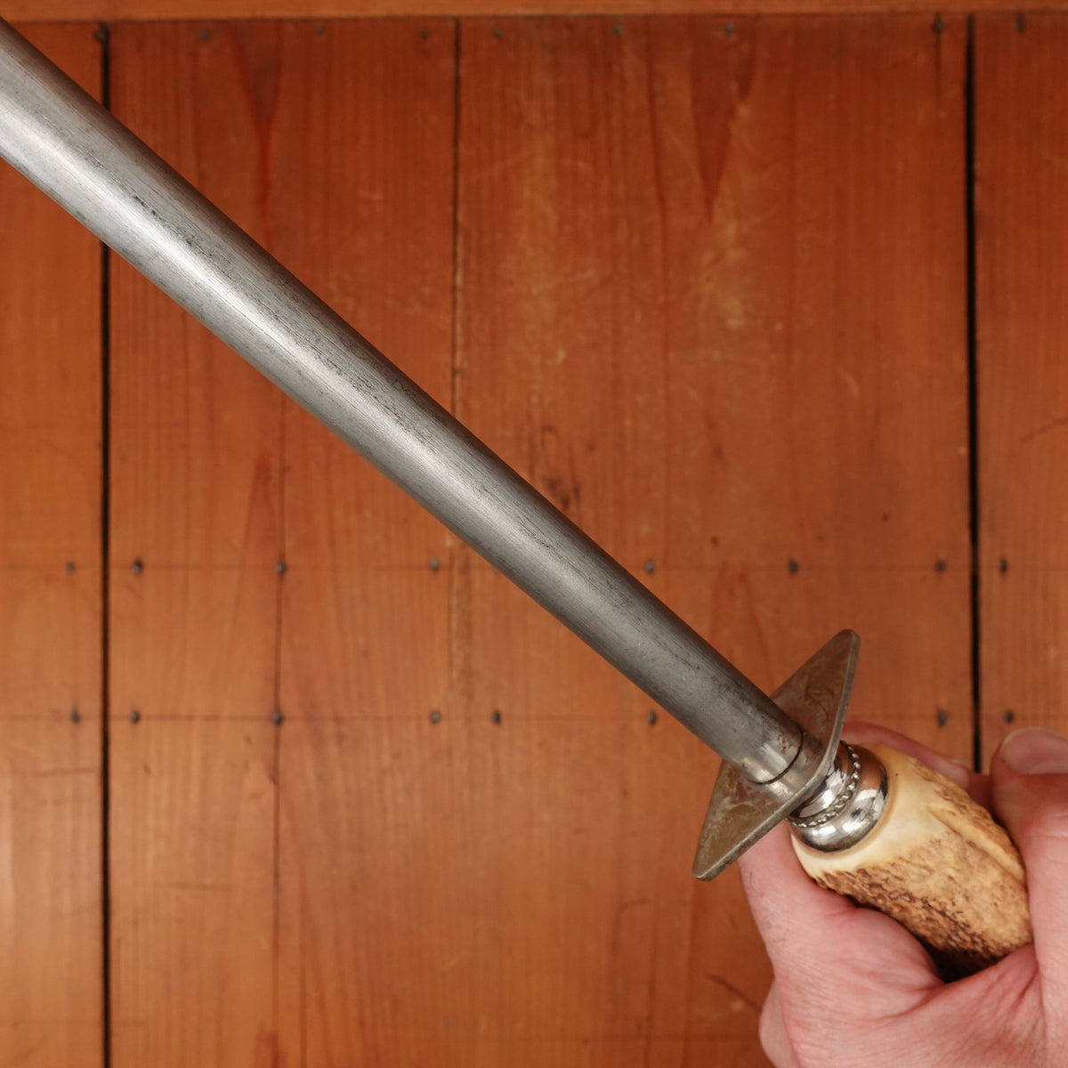 F Dick 14" H Sharpening Steel Stag Handle Germany Great Condition 1950s-70s