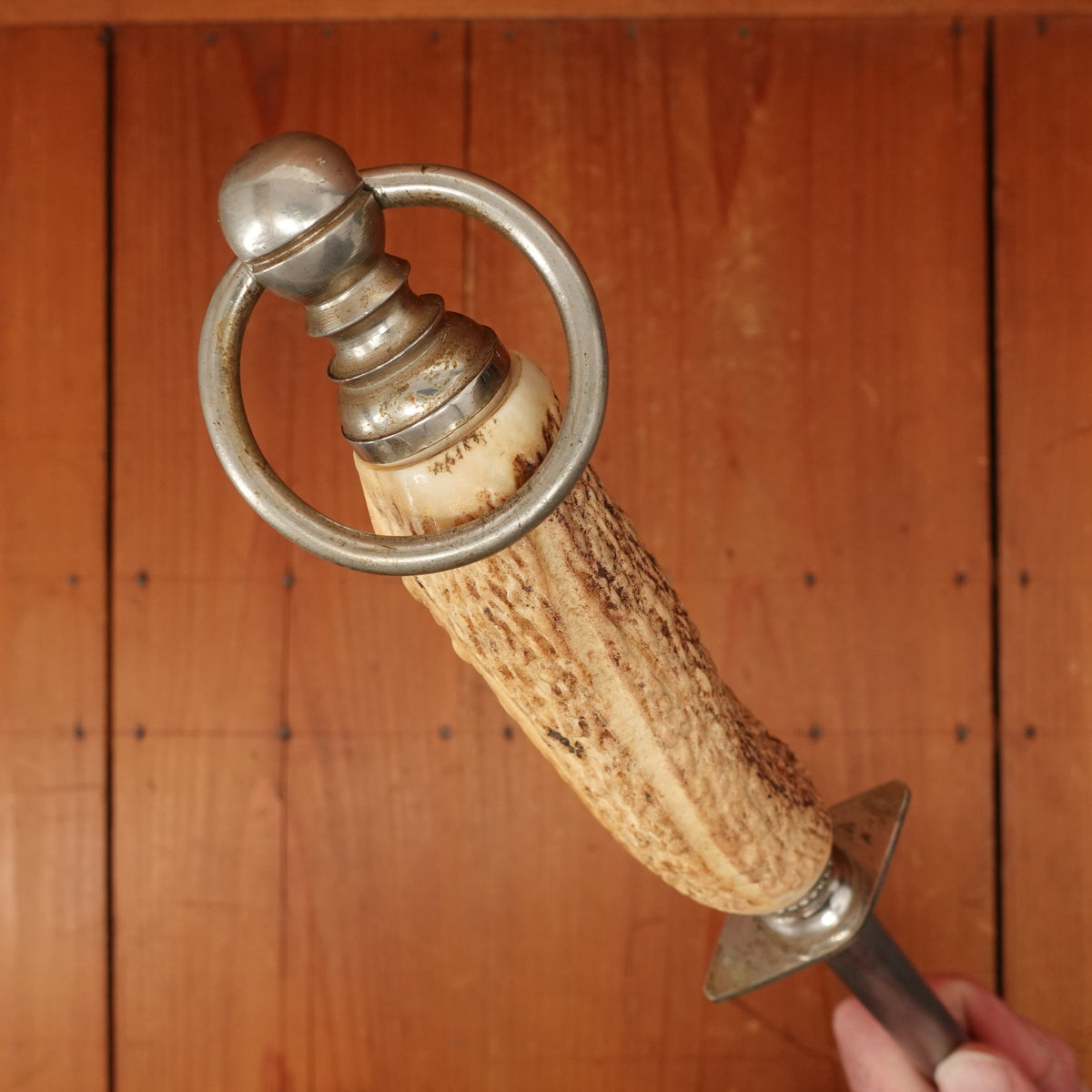 F Dick 14" H Sharpening Steel Stag Handle Germany Great Condition 1950s-70s