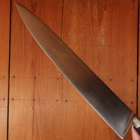 Pernot 10" Nogent Syle Chef Knife Carbon Steel Nickel Walnut Nogent France 1950s-60s