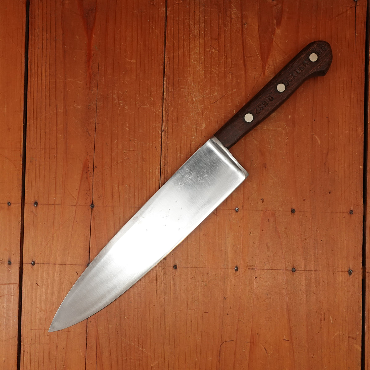 Dexter 10" Hollow-ground Chef Knife 48910HG Carbon Steel Rosewood & Nickel USA 1950s-70s