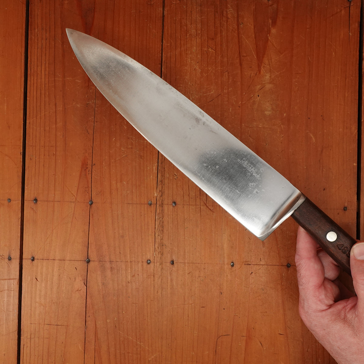 Dexter 10" Hollow-ground Chef Knife 48910HG Carbon Steel Rosewood & Nickel USA 1950s-70s