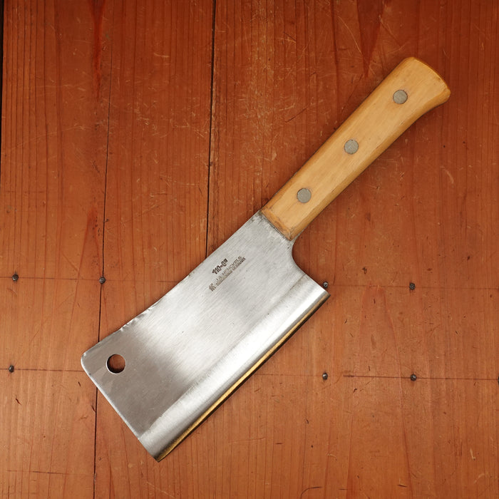 J A Henckels 6" Cleaver Model 110-8" Carbon Steel Boxwood Solingen, Germany 1960s