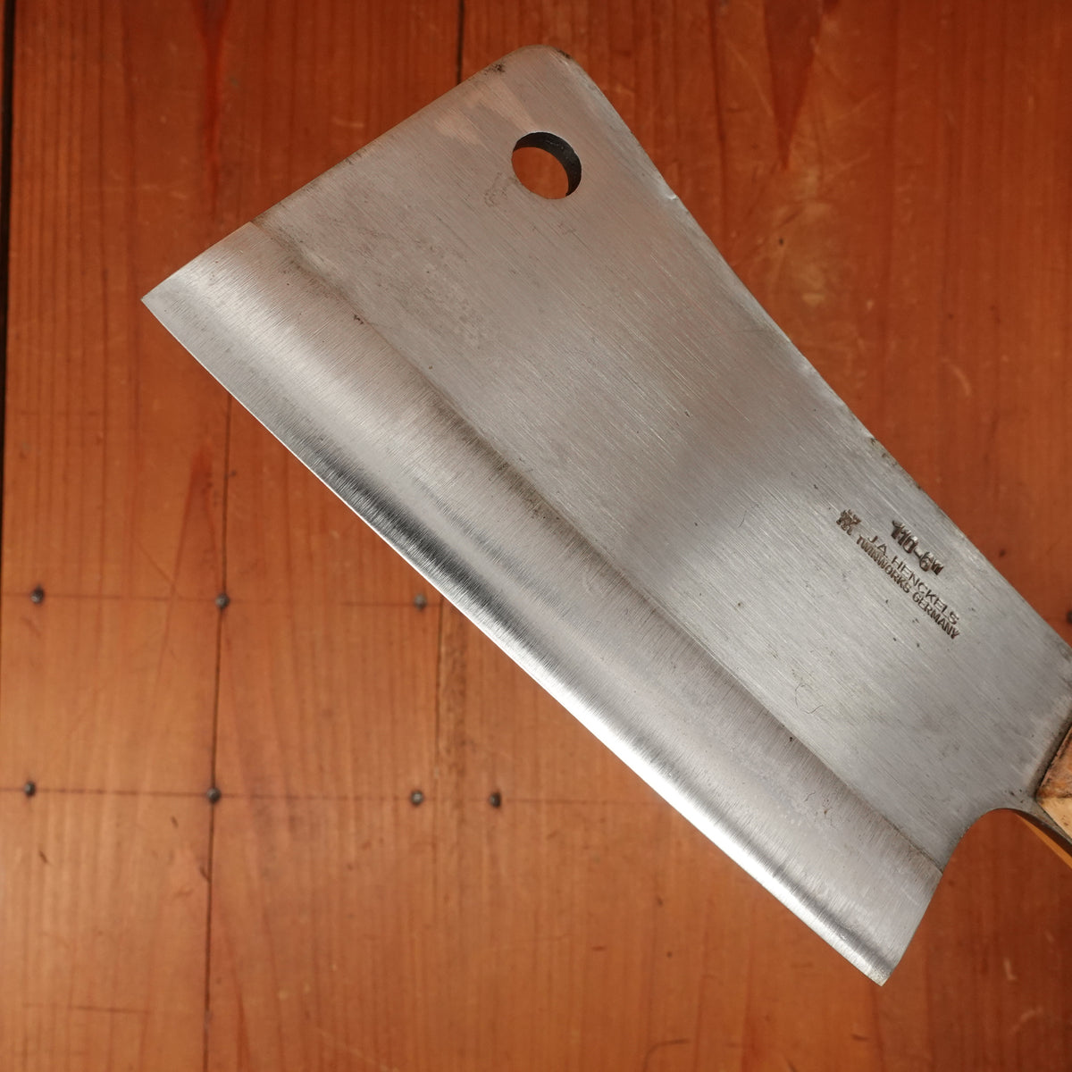 J A Henckels 6" Cleaver Model 110-8" Carbon Steel Boxwood Solingen, Germany 1960s