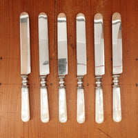 Dunham Carrigan & Hayden SF 6 Table Knives Silver Plated Carbon Steel Sterling Silver MOP USA ~1900-1915