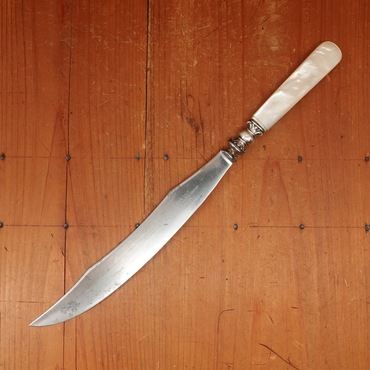 Dunham Carrigan & Hayden SF Carving Knife Carbon Steel Sterling MOP USA ~1900-1915