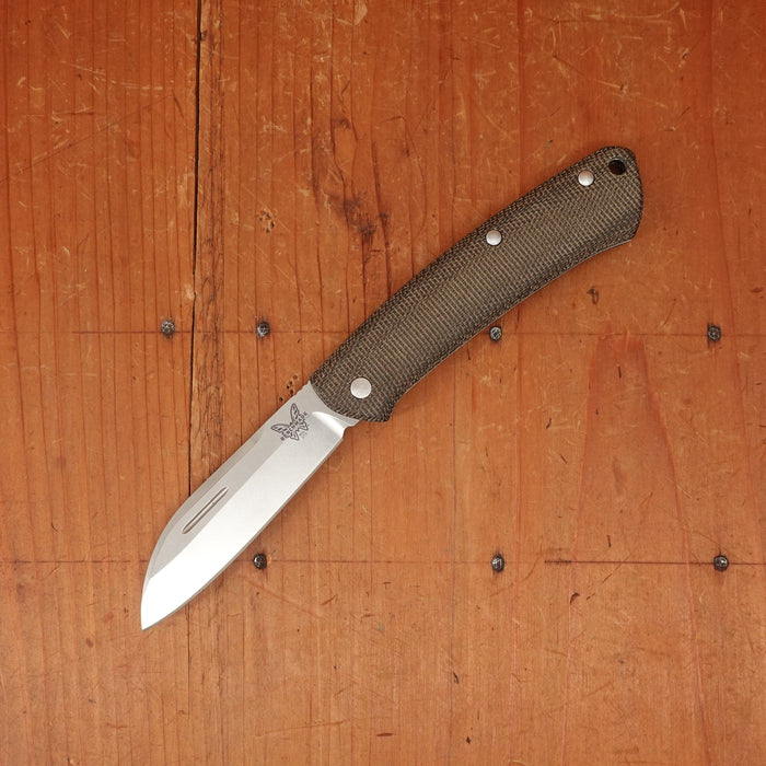 Discontinued Benchmade 319 Proper Green Micarta Sheepsfoot Slipjoint