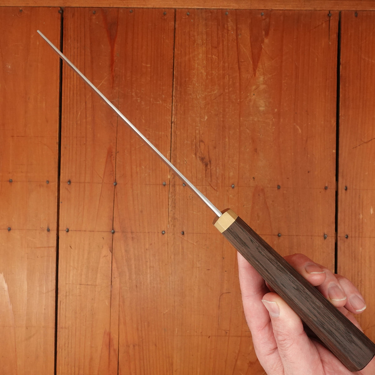 Trade In Blenheim Forge 165mm Nakiri Stainless Clad Aogami Super Fumed Oak & Brass