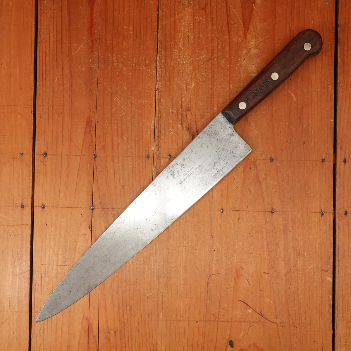 Russell Green River Works 12" Chef Knife Carbon Steel Rosewood Turners Falls Mass ~1930s