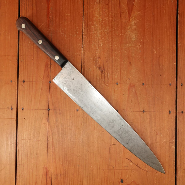 Russell Green River Works 12" Chef Knife Carbon Steel Rosewood Turners Falls Mass ~1930s