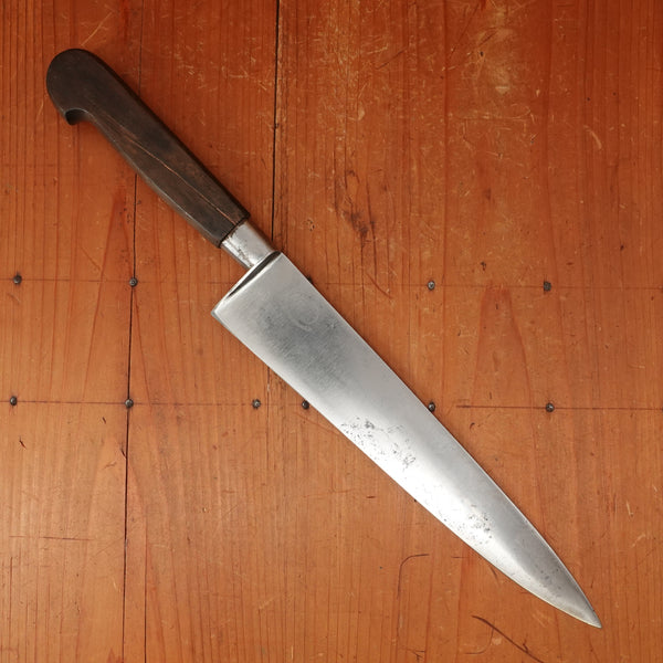 J.A. Henckels 9.5" Nogent Style Chef 100-9" Carbon Steel Fruitwood 1920s-30s *lead warning*