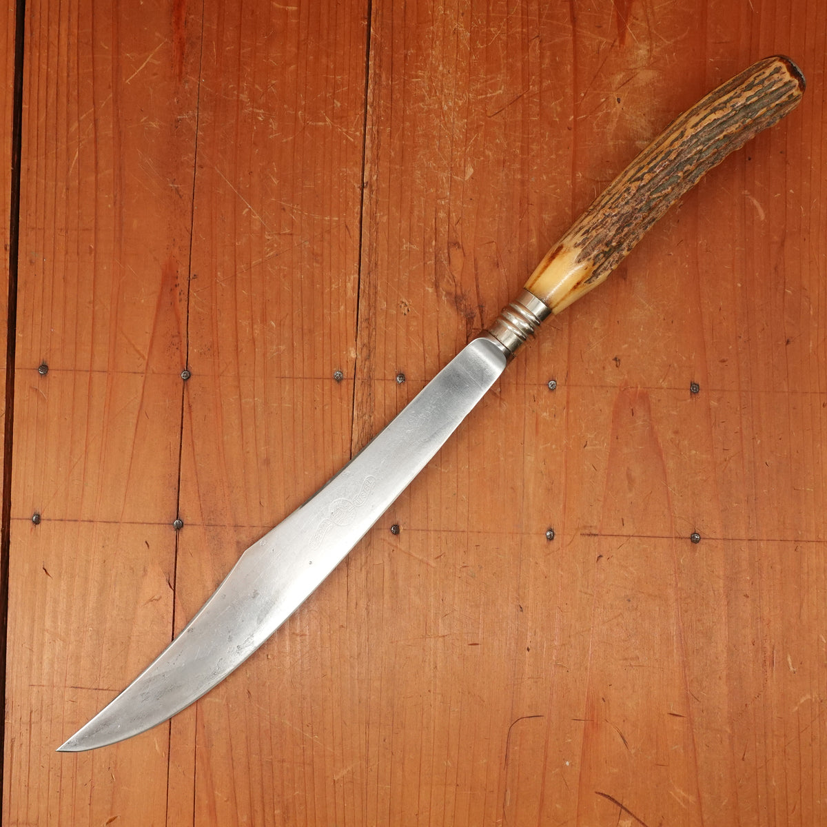 Eureka 9" Carving Knife Carbon Steel Nickel & Stag USA Early 20th c