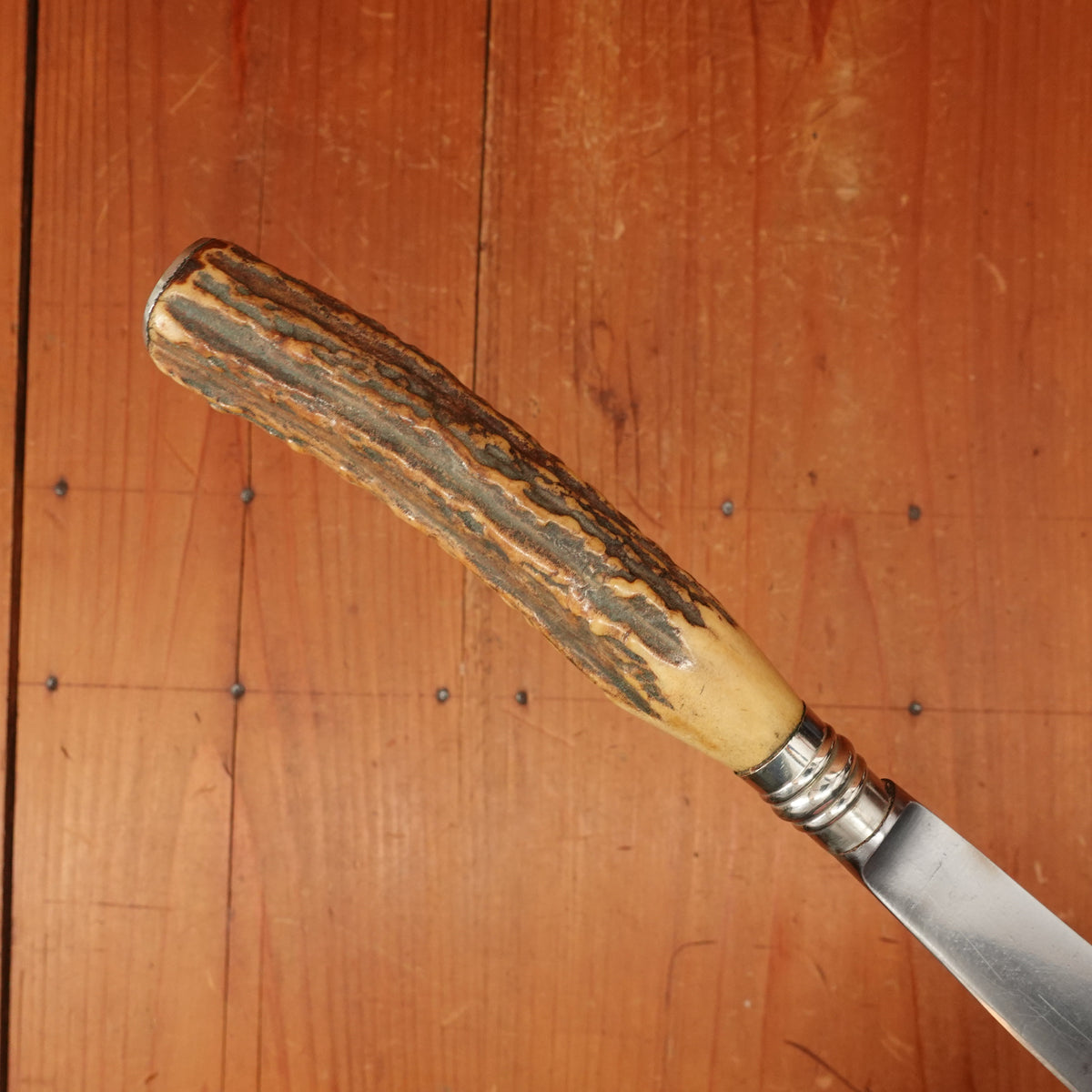 Eureka 9" Carving Knife Carbon Steel Nickel & Stag USA Early 20th c