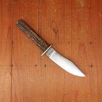 A W Wadsworth XLNT 4.5" Hunting Knife Carbon Steel Nickel Jigged Bone Czechoslovakia 1905-36