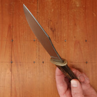 A W Wadsworth XLNT 4.5" Hunting Knife Carbon Steel Nickel Jigged Bone Czechoslovakia 1905-36