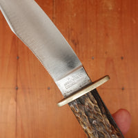 A W Wadsworth XLNT 4.5" Hunting Knife Carbon Steel Nickel Jigged Bone Czechoslovakia 1905-36