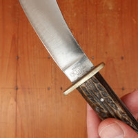 A W Wadsworth XLNT 4.5" Hunting Knife Carbon Steel Nickel Jigged Bone Czechoslovakia 1905-36