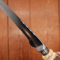 Vintage Harrison Bros 10" Salmon / Ham Knife Double Shear Steel Stag Handle 1950-60
