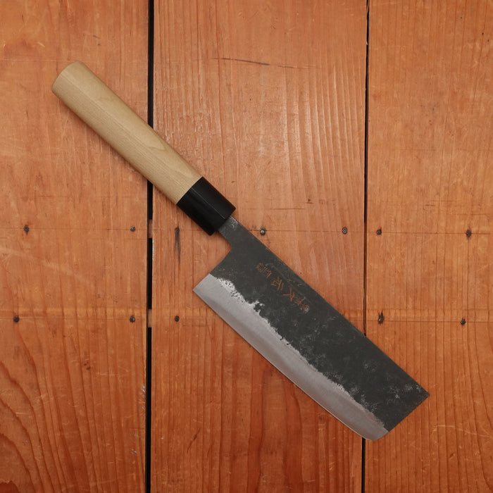 Morihei Hisamoto 165mm Nakiri Kurouchi Shirogami 1 Ho Wood (D-shape)