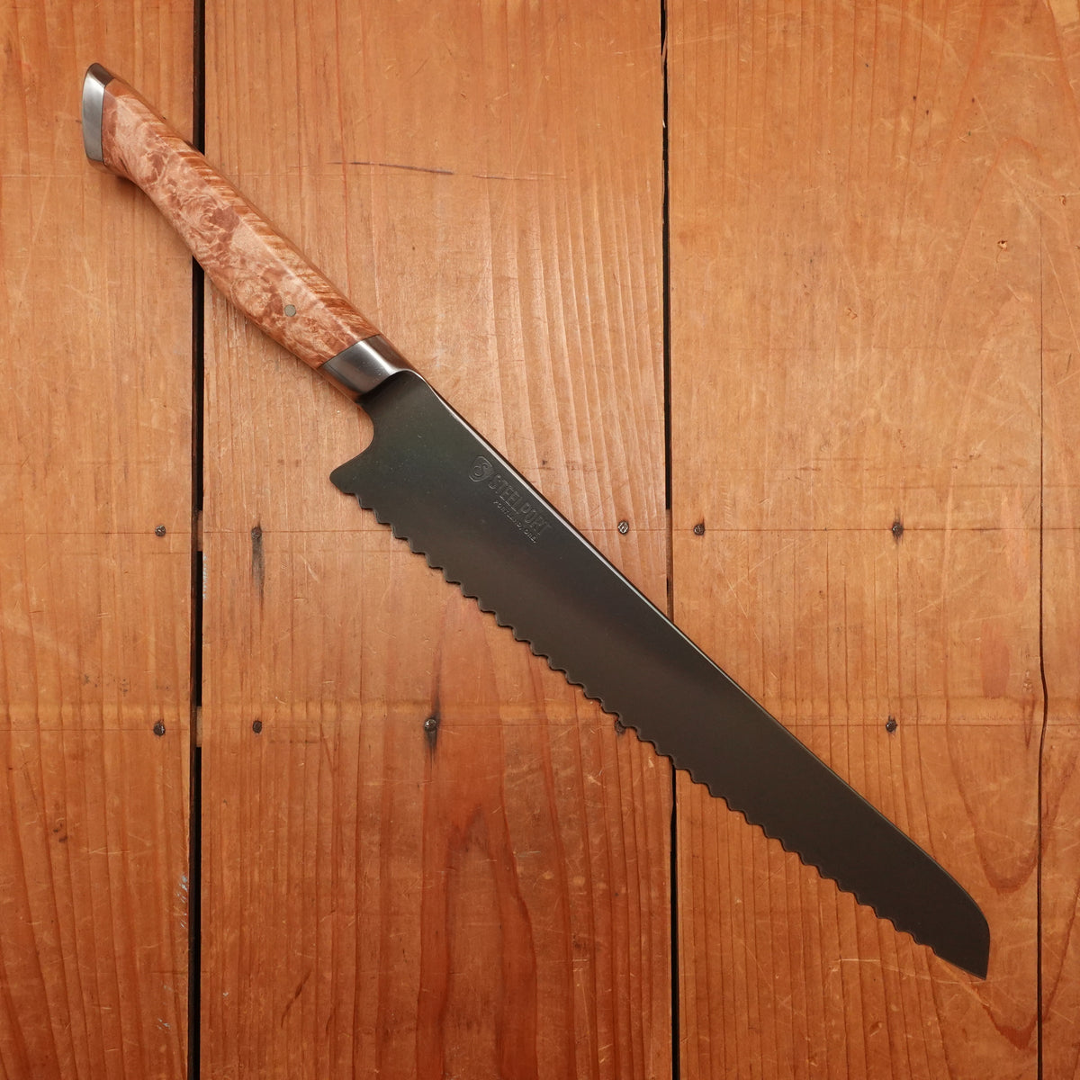 Steelport 10” Bread Knife 52100 Carbon Steel Stabilized Maple