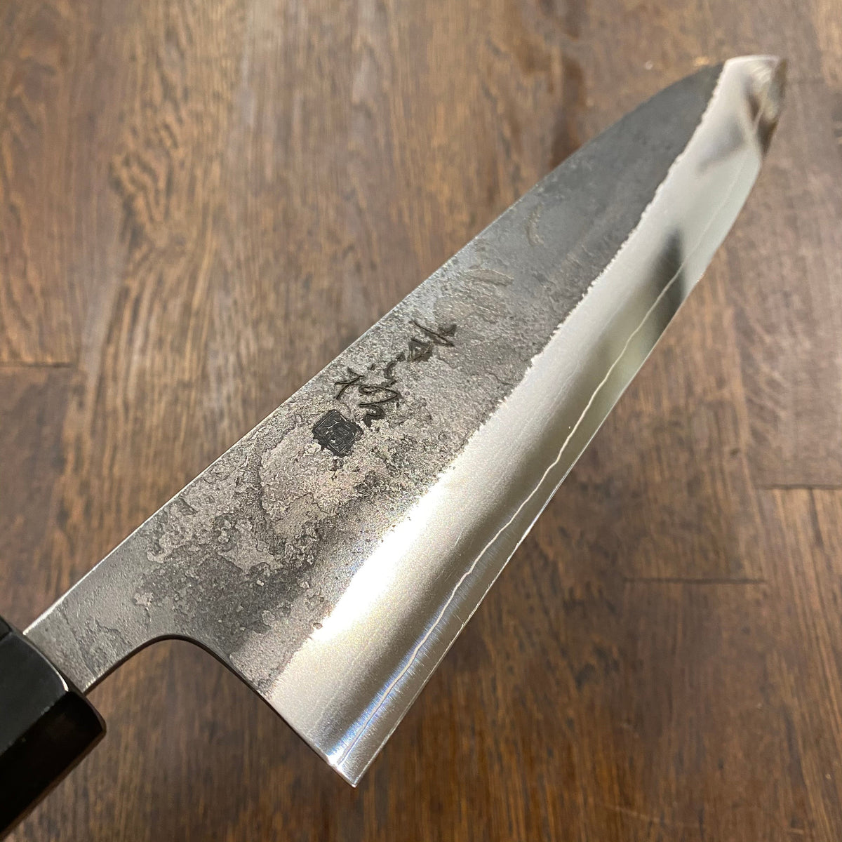 Konosuke Madei Sumiiro 210mm Gyuto SLD Kurouchi Nashiji - by Nihei - BLACK Horn Ferrule W/ Saya