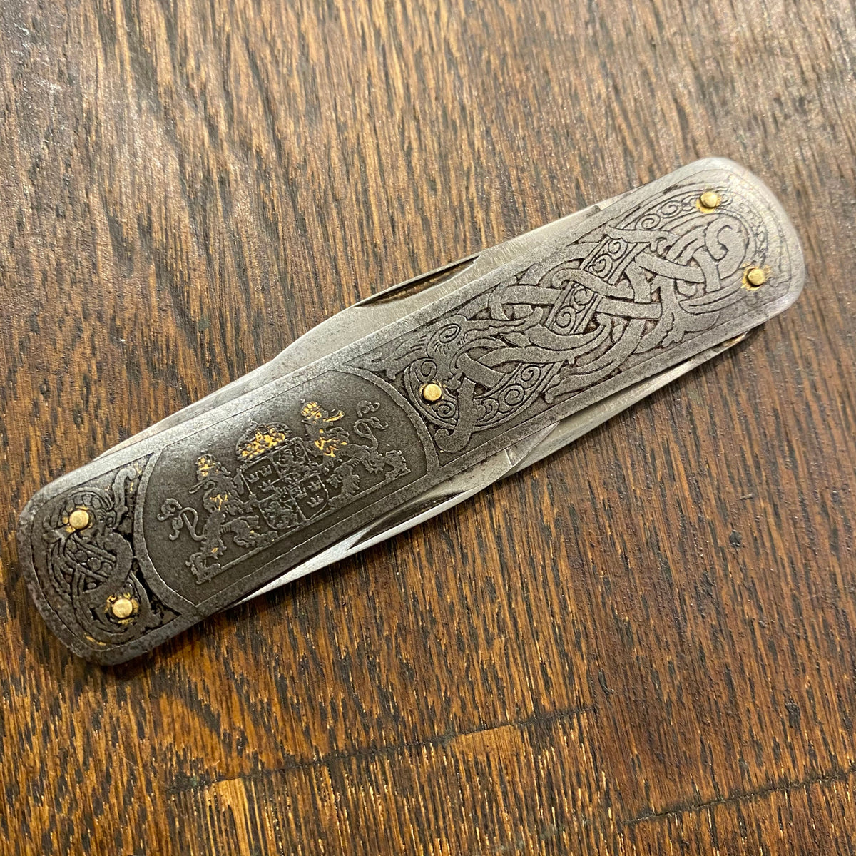 Emil Olsen 3 1/4” Lobster Pen Carbon Blades Nordic Steel Pattern Scales 1920s