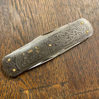 Emil Olsen 3 1/4” Lobster Pen Carbon Blades Nordic Steel Pattern Scales 1920s