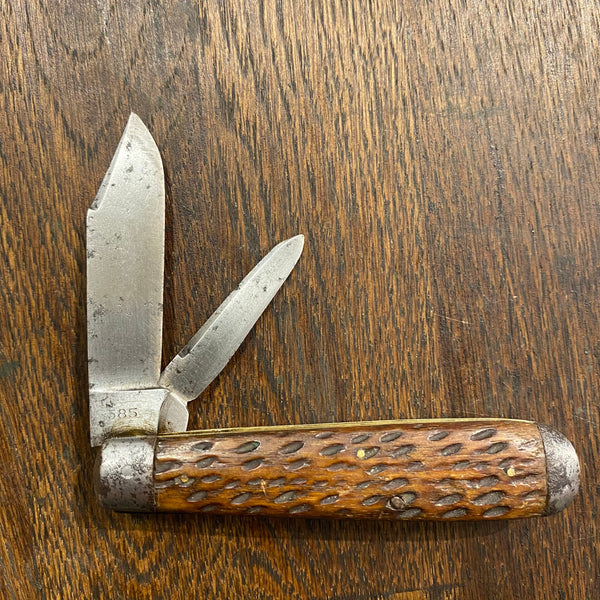 H.S.&B. OVB 3 1/2” Jack Carbon Blade Bone Scales Late 19th Early 20th C